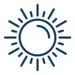 Icon of a sun symbolizing exterior painting services for protecting homes from New England weather.