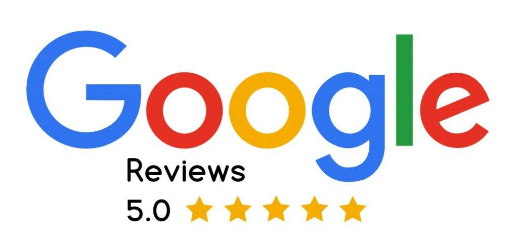 Google Reviews logo featuring 5.0 stars, representing high customer satisfaction for Handymasters Painting Co.