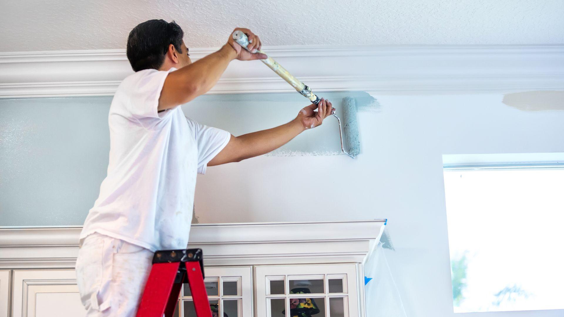 Eco-friendly paint cans and tools highlighting sustainable home improvement options
