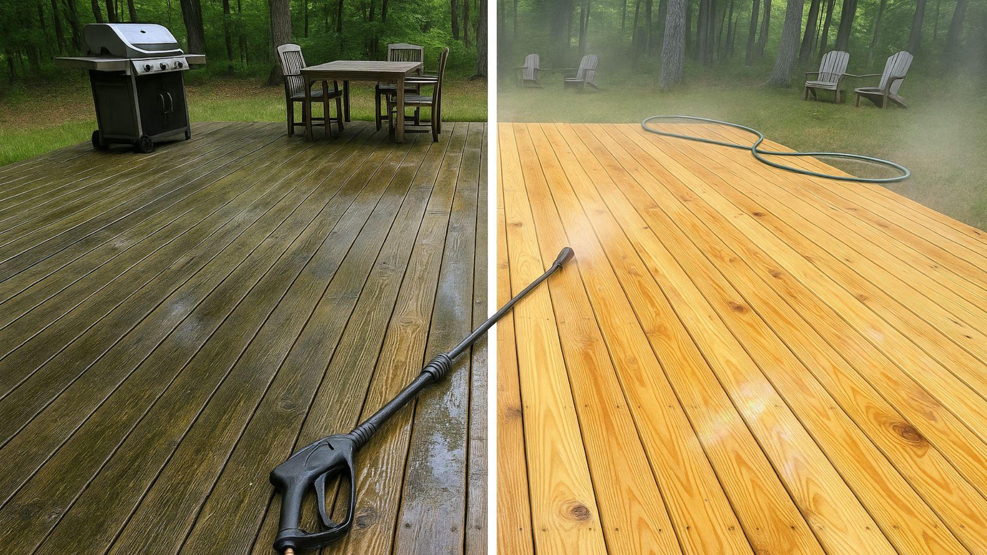 Array of deck stain samples on a wooden surface, illustrating the selection process for deck maintenance